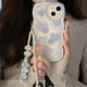 thumbnail image 3 of Funda ondulada con lentejuelas para iPhone, brazalete con cadena, corazón de amor, perla, azul, lindo, coreano, 3D, 14, 13, 12, 11 Pro Max, X, XS, XR, Kawaii, 3 of 4