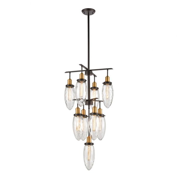 9 Light Clear Water Glass Chandelier In Oil Rubbed Bronze Antique Brass Finish Asian Style Walmart Com Walmart Com