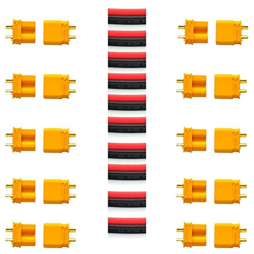 10 Pairs XT30 Plug Male Female Bullet Connector &Heat Shrink For RC Lipo Battery