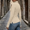 thumbnail image 5 of Chiccall Women's Turtleneck Long Sleeve Base Layer Top, Stretchy Slim Fit Thermal Shirt with Thumb Holes for Fall Winter Layering, 5 of 10