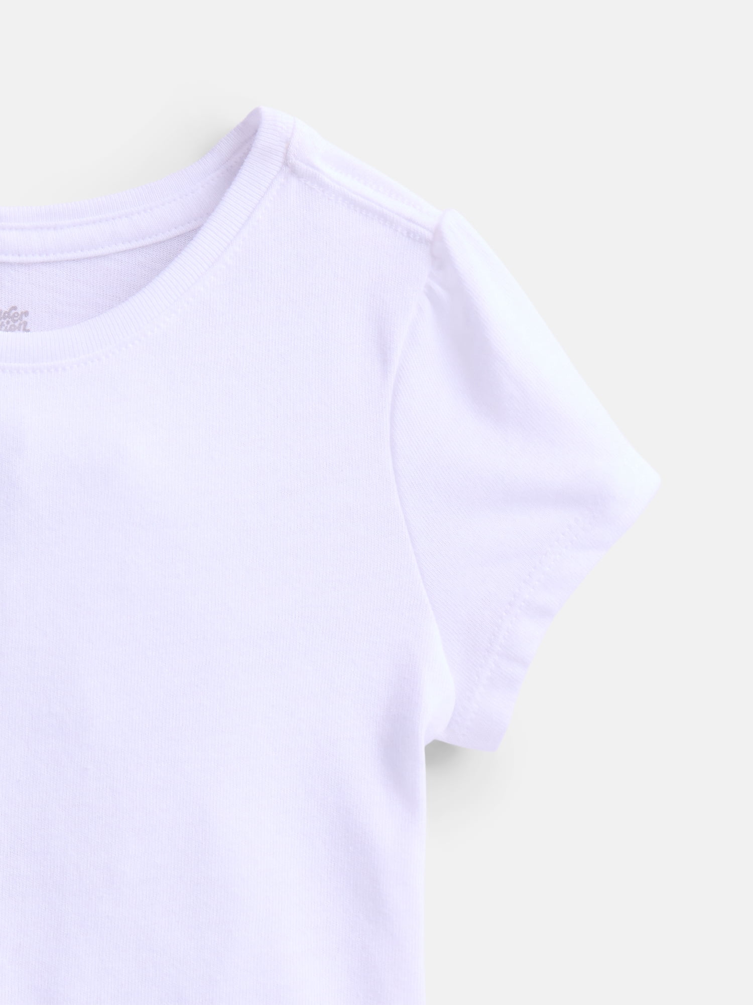 Wonder Nation Baby and Toddler Girls Tee with Short Puff Sleeves, Sizes 0M–5T