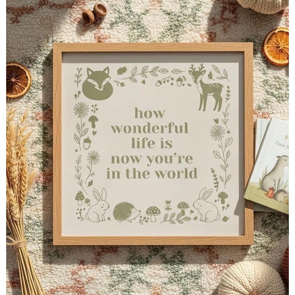 Woodland Nursery Print: Sage Green Floral, Scandinavian Art - 188 UNFRAMED Poster, Wall Art for Decor, Present, 8x12