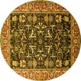 thumbnail image 1 of Ahgly Company Machine Washable Indoor Round Oriental Yellow Industrial Area Rugs, 8' Round, 1 of 4