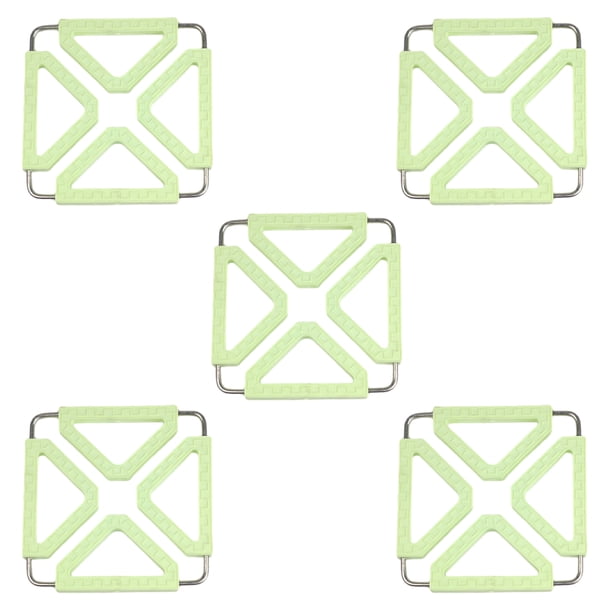 Almohadilla de trípode de silicona de 5 piezas, ampliable con marco de acero inoxidable, adecuada para vajillas resistentes al calor y aislantes del calor en la cocina familiar.