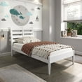 thumbnail image 3 of Camaflexi Mid Century Slat Bed Solid Wood Bed Frame with Headboard, Twin, White, 3 of 9
