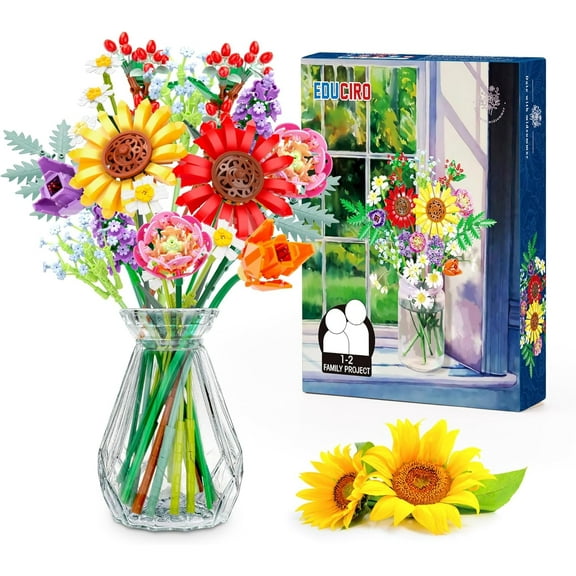 GZBrick Wildflower Flowers Bouquet Building Sets Home Decor for Girls Compatible with Lego