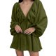 thumbnail image 1 of Gibobby Vestidos de suéter anchos Diseño de personalidad Cuello en V Temperamento sexy Vestido informal de color sólido retro(AG,G), 1 of 2