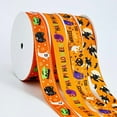 thumbnail image 2 of Halloween Grosgrain Ribbons, 10/25 Yard Happy Halloween Trick or Treat Candy Pumpkin Witch Hat Spider Ghost Pattern Wrapping Ribbons for Halloween Crafts Party Decoration DIY Craft Accessory, 2 of 4