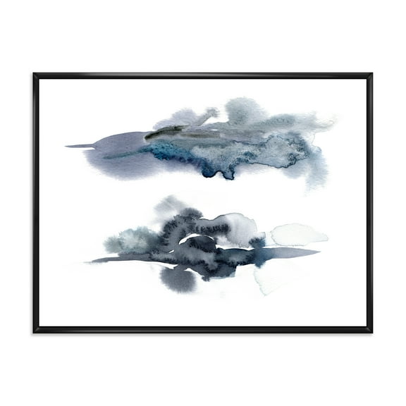 Designart 'Abstract Of Clouds Dark Blue Colored I' Modern Framed Canvas Wall Art Print