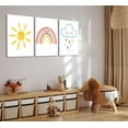 thumbnail image 3 of 3 Pcs Boho Nursery Canvas Wall Art Sun Rainbow Children Room Painting Picture Wall Decor Child color Cloud Poster Print Artwork for Boys Girls Bedroom Children Home Decoration, 3 of 5