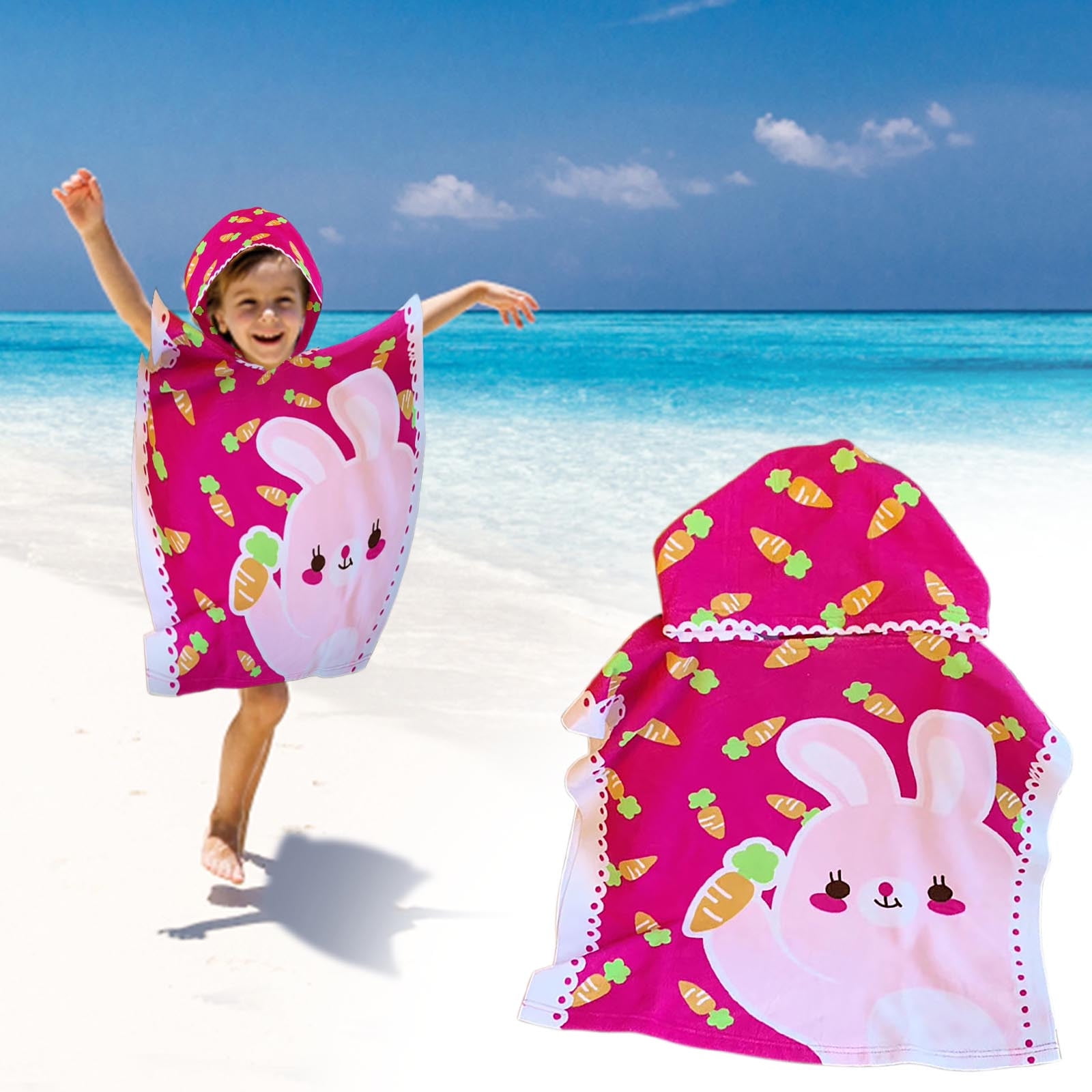 TopLLC Beach Towel Hooded Beach Towel For Kids Hooded Bath Towel 47 X 24 Inch Kids Towel Set Microfiber Baby Towel For Boys And Girls Ages 1 7 Bathroom Beach Swimming Supplies Walmart