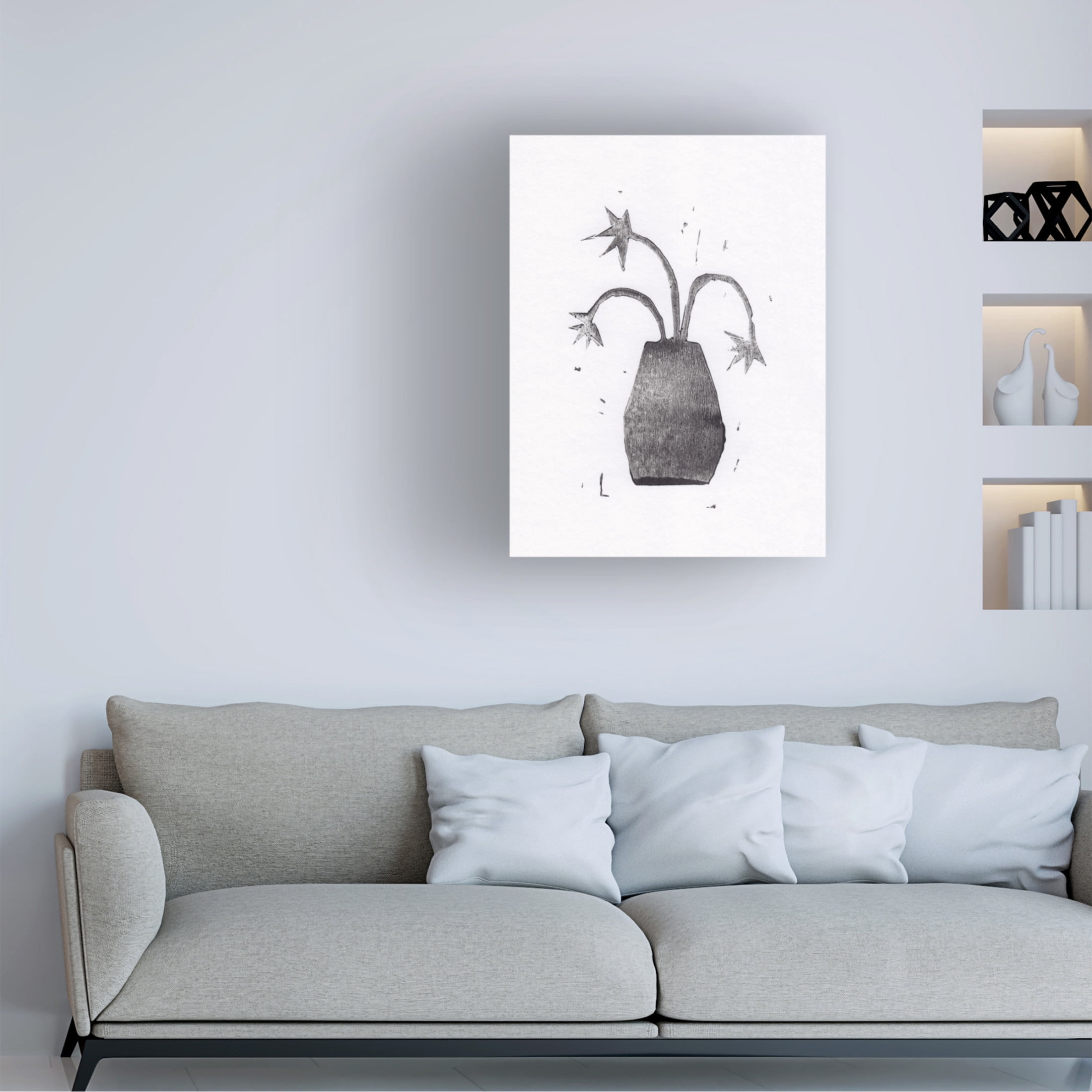 Trademark Fine Art Alisa Galitsyna  Lino Print 1 Flowers in a Vase Canvas Wall Art