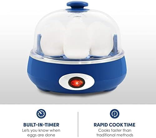 EGC322CBL Easy Egg Cooker Electric 7-Egg Capacity, Soft, Medium, Hard-Boiled Egg Cooker with Auto Shut-Off, Measuring Cup Included, BPA Free, Classic Blue
