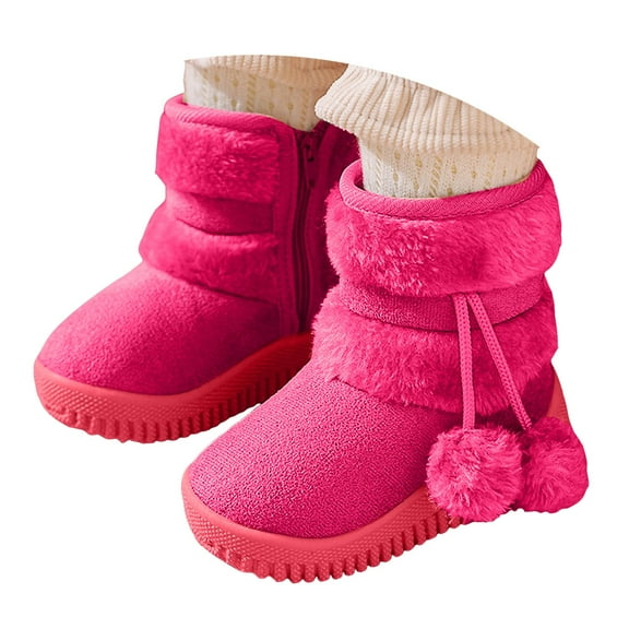 Mostsola Girls Boots Platform Plush Warm Winter Booties Cute Furry Side Zipper Indoor Outdoor Shoes