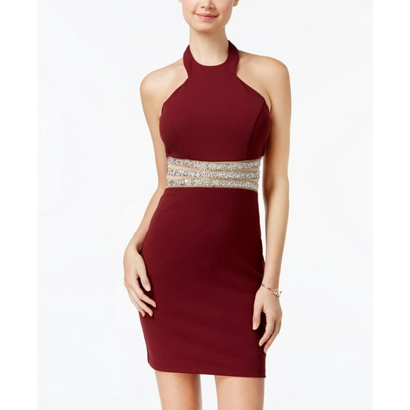 Speechless - Embellished Bodycon Halter Dress - Juniors - 15
