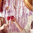 thumbnail image 5 of Spencer Pink Metallic Tinsel Foil Fringe Curtains, 3.28ft x 8.2ft (2 Panels), 5 of 7