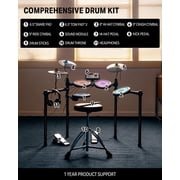 Donner Electric Drum Set with LED Light Up, 150+ Sounds, USB MIDI, Type-C Charging, 4 Quiet Mesh Pad Electronic Dums Kit for Beginner Kids