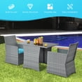 thumbnail image 4 of Gymax Ensemble de Conversation en Rotin d'Extérieur 3 Pcs Ensemble de Table de Salle à Manger de Patio avec Coussins Turquoise, 4 of 10
