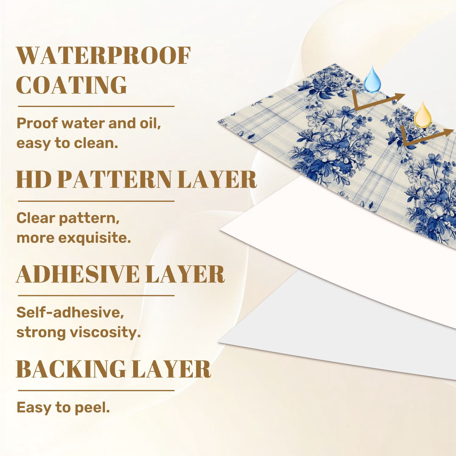 Farmhouse Peel and Stick Wallpaper 17.7in x 9.8ft Blue Floral Roses Wildflowers Contact Paper Vinyl Self-Adhesive Removable Wall Paper for Bedroom Kitchen Cabinet Renter Friendly