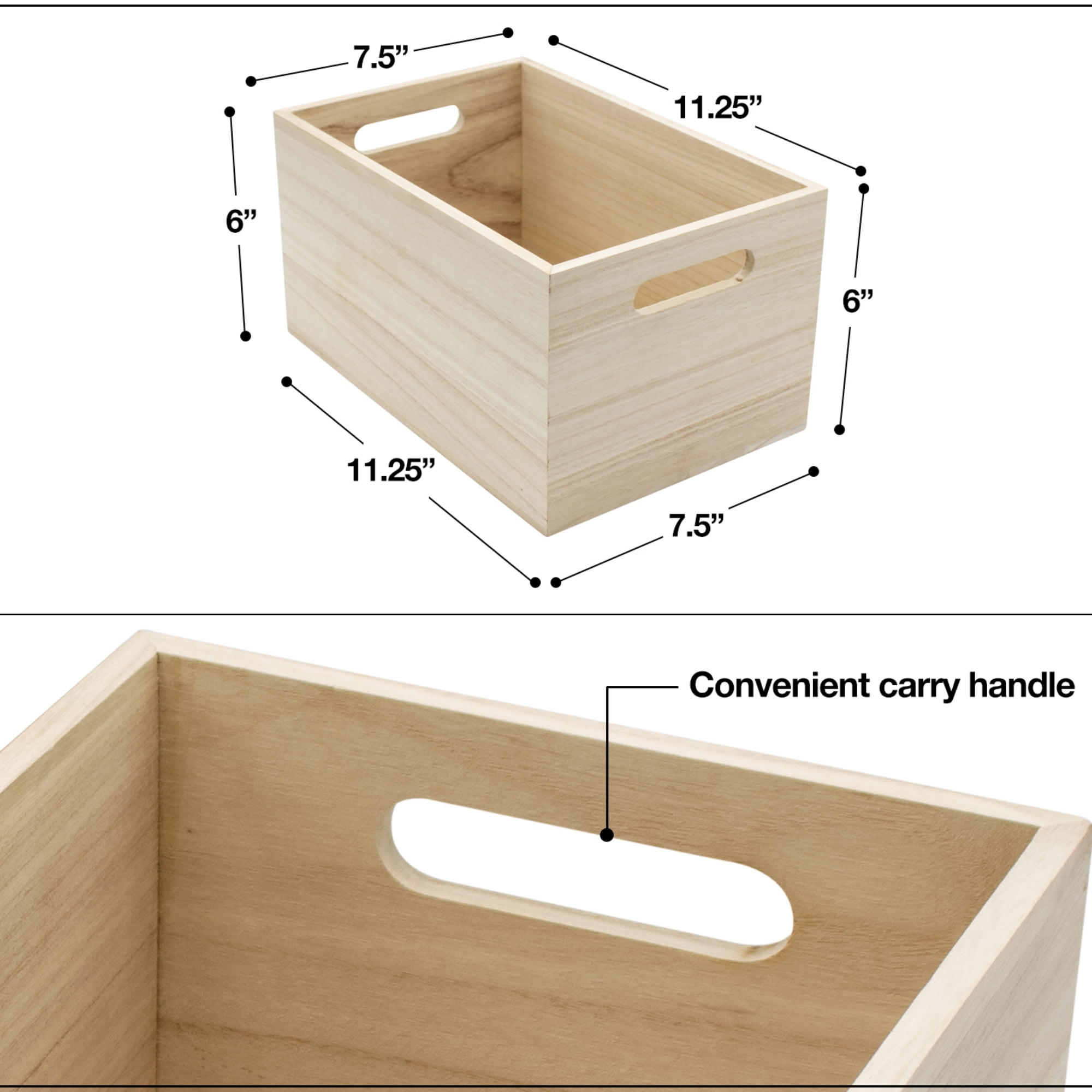 Sorbus Unfinished Wood Crates - Organizer Bins, Decorative Wooden Boxes for Adults (4-Pack)