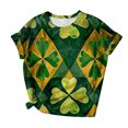 thumbnail image 4 of St Patricks Day TShirt Women Short Sleeve Crew Neck Lucky Irish Shamrock Graphic Tees Loose Sparkly Glitter Clover Blouse Tunic Top, 4 of 4
