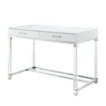 thumbnail image 3 of Maximo White Chrome Writing Desk - High Gloss Finish, Acrylic Leg, Stainless Steel Base, 2 Drawers, 3 of 9
