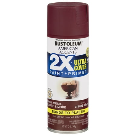 (3 Pack) Rust-Oleum American Accents Ultra Cover 2X Satin Claret Wine Spray Paint and Primer in 1, 12 oz