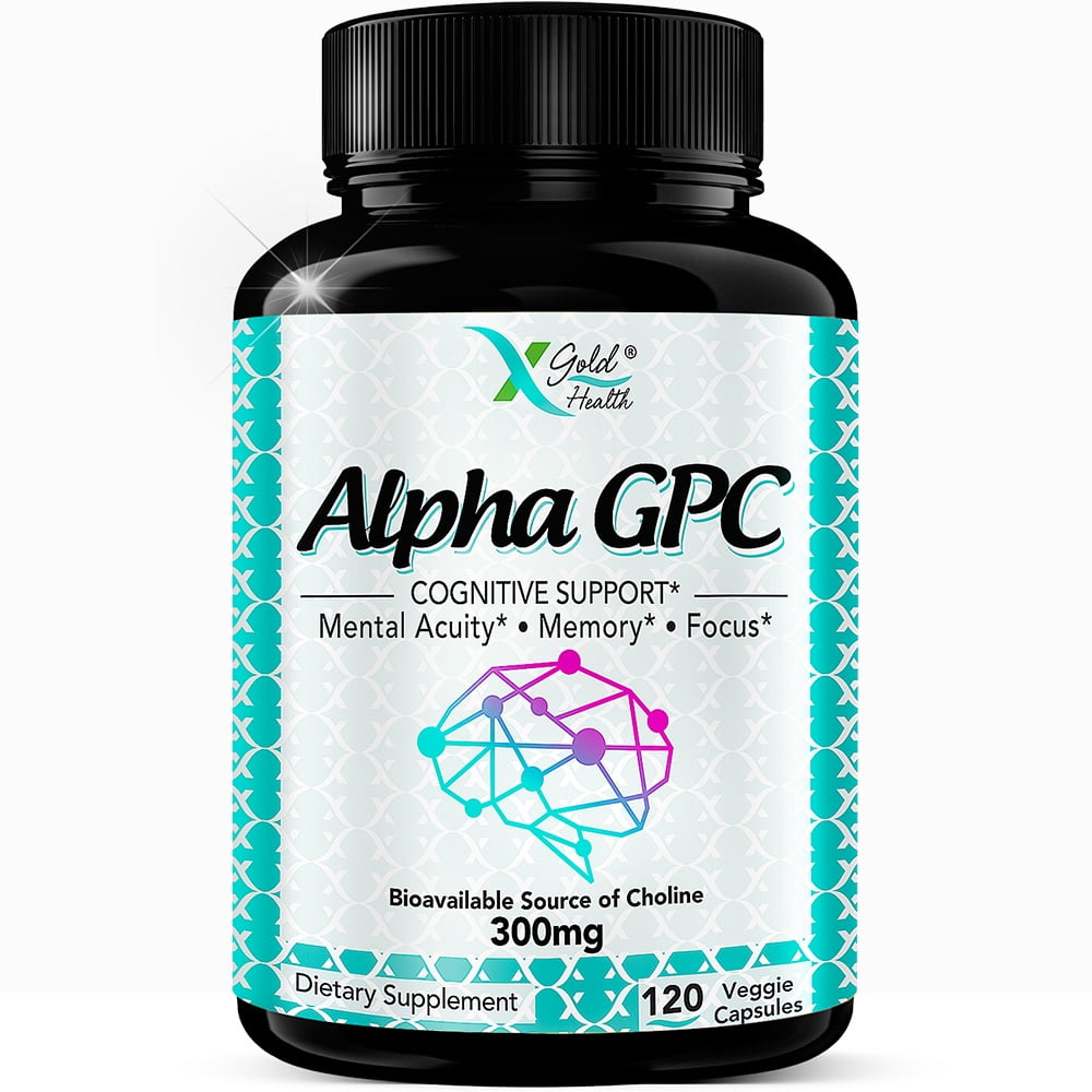 Alpha GPC Choline Supplement 300mg, 120 Veggie Capsules