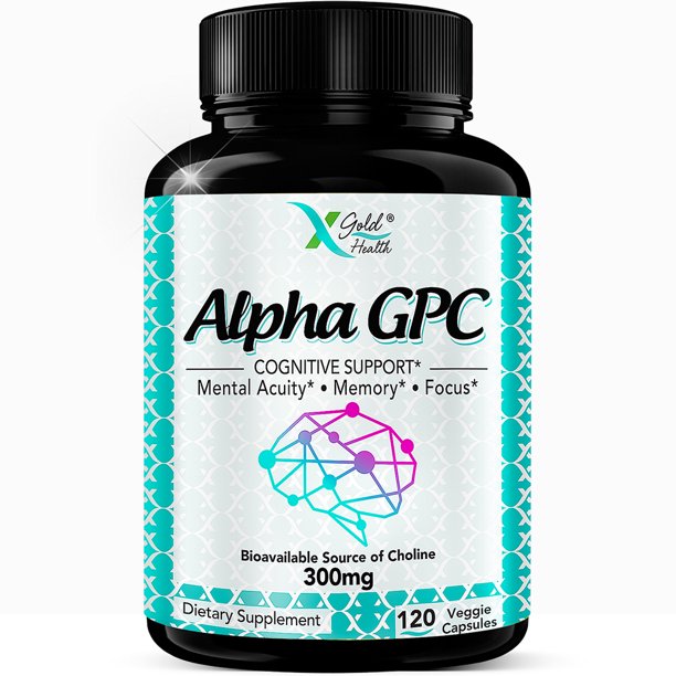 Alpha GPC Choline Supplement 300mg, 120 Veggie Capsules