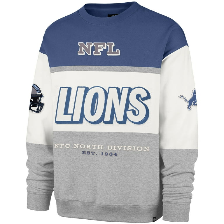 Men's '47 Blue/Gray Detroit Lions Breeze Maximalist Sweatshirt
