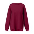 thumbnail image 4 of Crew Neck Sweatshirts Women Fall Oversized Crewneck Sweatshirt Vintage Fleece Pullover Loose Fit Cute Y2K Hoodie Wine 2XL, 4 of 5