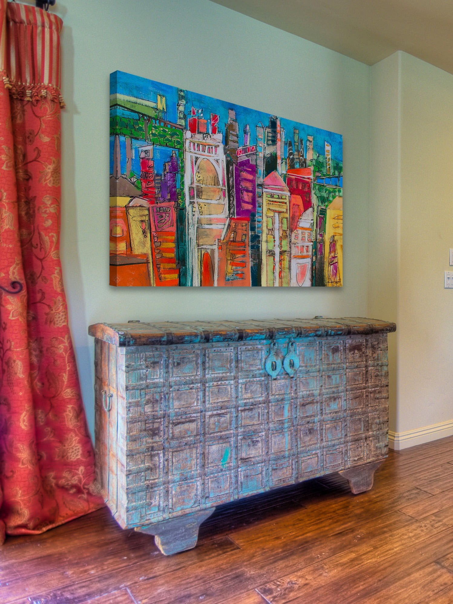 "City Skyline 6" Painting Print on Wrapped Canvas