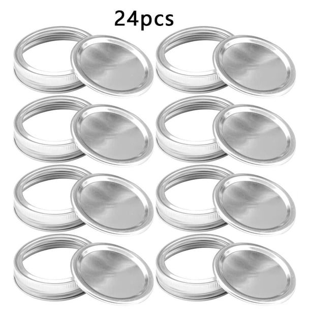 Billuyoard 24 tapas de boca ancha de 86 mm para tarros de conservas, tapas plateadas reutilizables a prueba de fugas con anillos de sellado de silicona Cocina y Comedor Plata Billuyoard HA000156-02