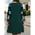 thumbnail image 2 of Cuteduck Women Plus Size Fall Plaid Dress Long Sleeve Round Neck Fashion A-Line Casual Midi Dress 1X-4X, 2 of 7
