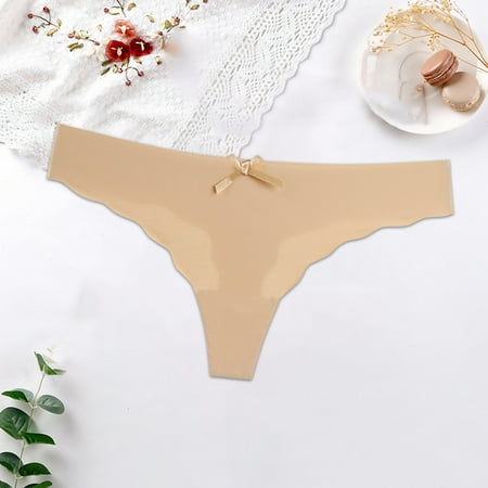 

Aayomet Women Panties Thong Women Solid Color Briefs Underpants Sleepwear Underwear Shorts Homewear Lingerie Lace Bandage Panties Beige S