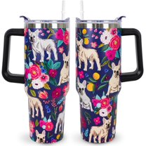 French Bulldog Gifts for Women Cute Dog Tumbler Coffee Cup for Women French Bulldog Travel Mug 40 OZ Stainless Steel Insulated Water Bottle With Lid and Straw