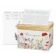 thumbnail image 1 of Caja para recetas SENSORY4U de madera con diseño de flores silvestres, tarjetas y separadores, 1 of 7