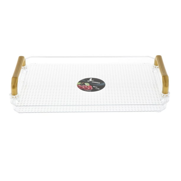 Acrylic Serving Tray with Handles Fruit Dessert Tray Countertop