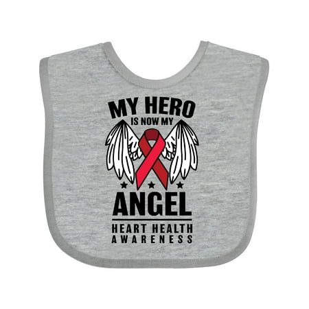 

Inktastic Heart Health Awareness My Hero is Now My Angel Gift Baby Boy or Baby Girl Bib