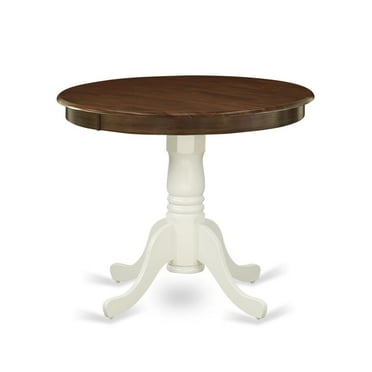 East West Furniture Antique Round Rubber Wood Dining Table in Oak/White