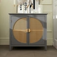 thumbnail image 2 of Sideboard Buffet Cabinet with 2 Rattan Doors, Freestanding Wood Accent Storage Cabinet Console Table, 2 of 8