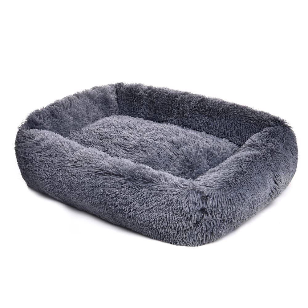 Rectangle Plush Dog Bed Cat Beds for Small Dogs,Washable Medium Pet
