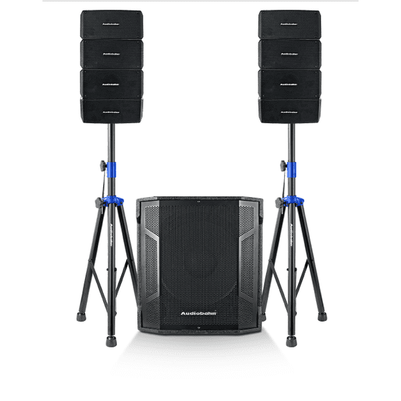 Sistema de audio lineal con subwoofer 15" y 2 satelites 4" 1400w Audiobahn LINE15X
