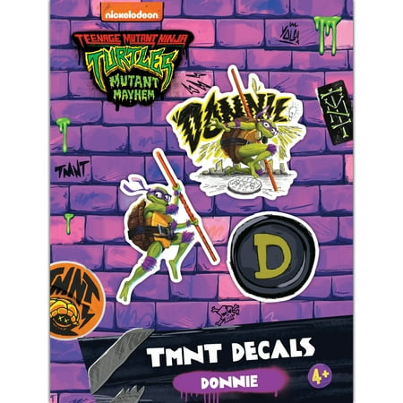 TMNT Teenage Mutant Ninja Turtles Donnie Vinyl Decals – Set of 3 Donatello Mutant Mayhem Stickers for Car Water Bottle Bike Helmet Laptop Skateboard – Outdoor Rated Water Resistant Vinyl