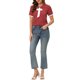 thumbnail image 2 of INSPIRAR CHIC Blusa de Manga Corta con Cuello de Solapa y Corbata de Contraste con Lunares Burgundy XS, 2 of 6