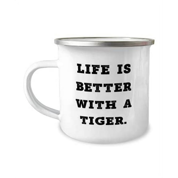 Cheap Tiger Cat 12oz Camper Mug, Life is Better With a Tiger, s For Cat Lovers, Present From Friends, For Tiger Cat