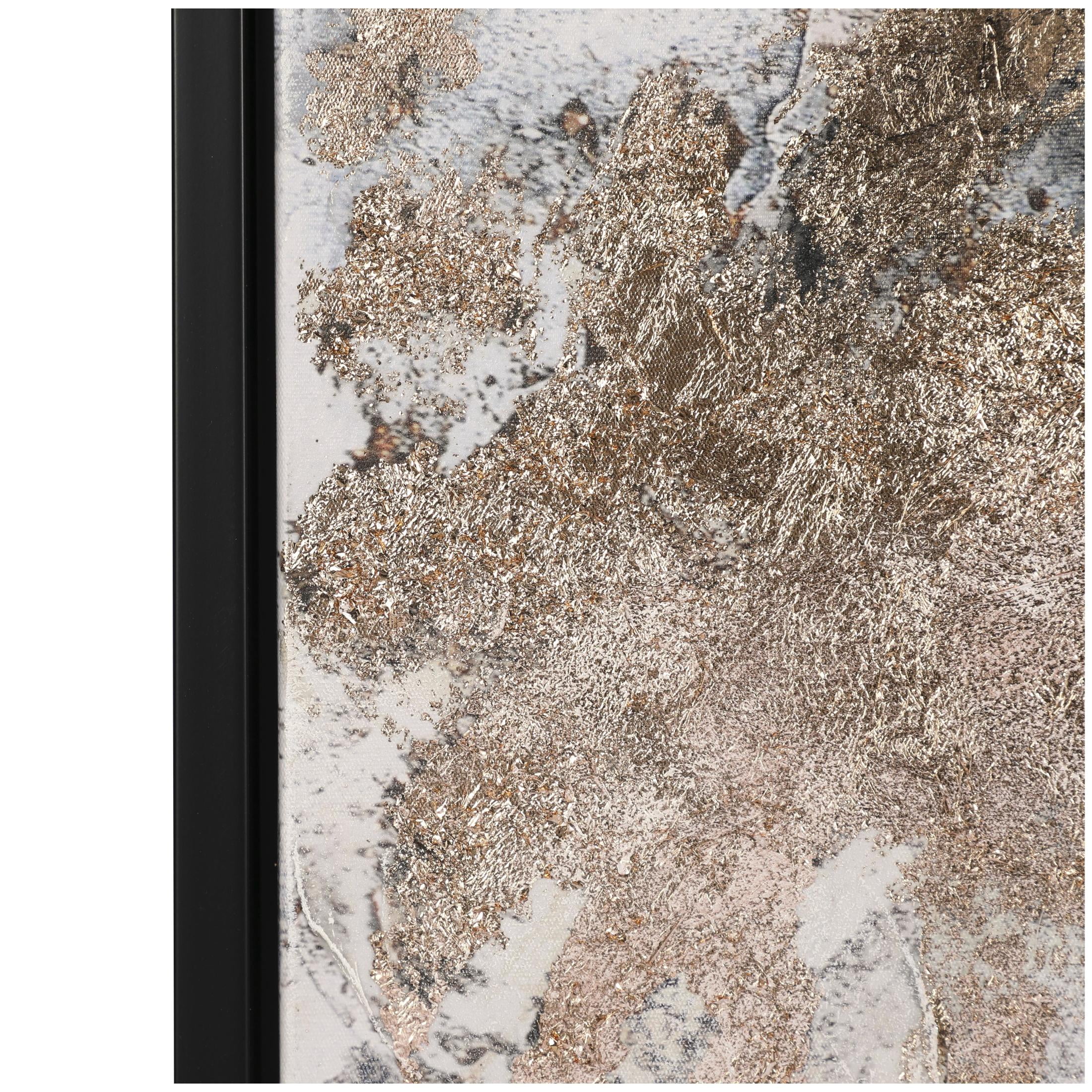 47" x 47" Watercolor Blotch Abstract Framed Wall Art with Gold Foil Accents and Black Frame, by DecMode