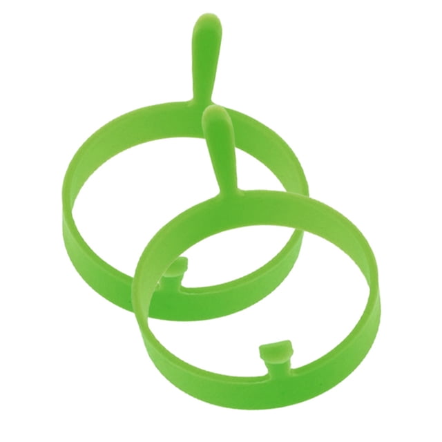 Oleegame 1PC 2 X SILICONE EGG FRYING RINGS FRY FRIED POACHER MOULD PERFECT FOR PANCAKES RING Green