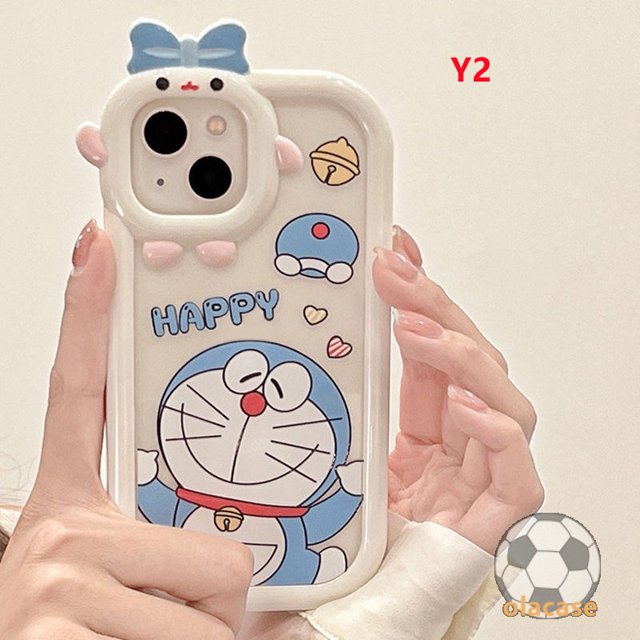 Funda Hello Kitty Para Samsung A12 A03s A13 A53 A32 A03 A52 A73 A23 A22 A02s A50 A51 A52s A50s A21s A71 A11 A33 3D Bow-knot Little Monster Lens Dibujos Animados Doraemon De Pareja Suave