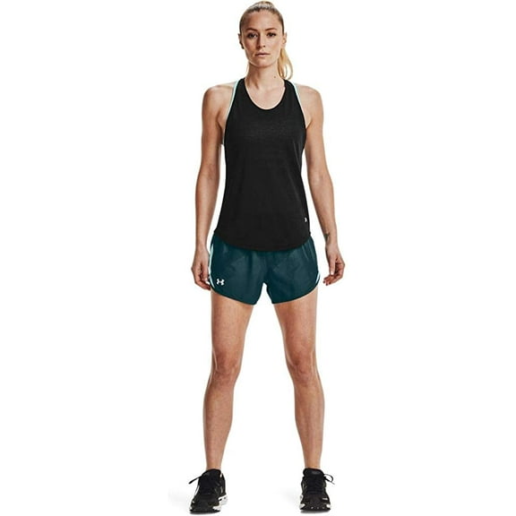 Under Armour Womens Fly By 2.0 Printed Running Shorts Dark Cyan 463/Reflective Medium